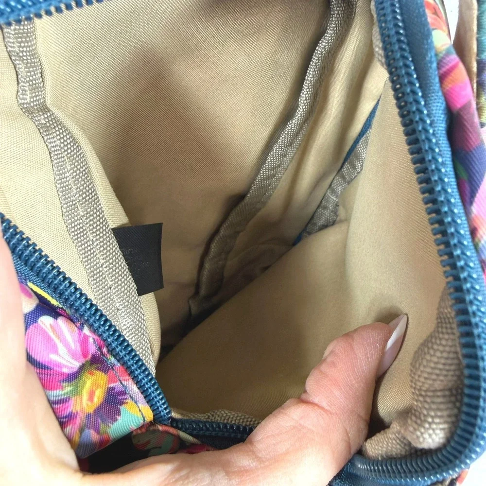 Bella Taylor Floral‎ Quilted Sling Bag Crossbody Backpack Navy Pink Daisy